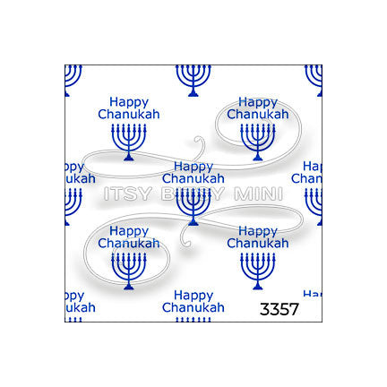 blue happy chanukah menorah peel-and-stick miniature dollhouse wallpaper SKU 3357