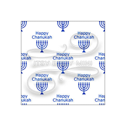 blue happy chanukah menorah peel-and-stick miniature dollhouse wallpaper in 1:12 scale