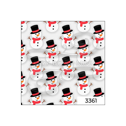 square swatch with a repeating pattern of snowmen on a white background #color_lightgray
