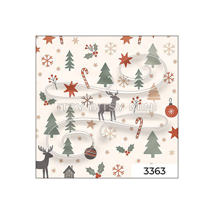 beige Christmas forest peel-and-stick miniature dollhouse wallpaper  SKU 3363 #color_seashell