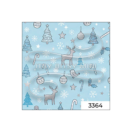 light blue Christmas forest peel-and-stick miniature dollhouse wallpaper SKU 3364 #color_lightblue