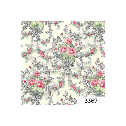 yellow Brenda floral peel-and-stick miniature dollhouse wallpaper in 1:12 scale SKU 3367 #color_yellow