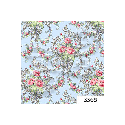 light blue Brenda floral peel-and-stick miniature dollhouse wallpaper in 1:12 scale SKU 3368 #color_cornflowerblue