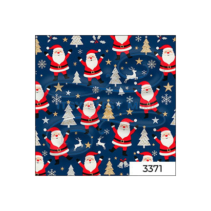dark blue dancing Santa Claus peel-and-stick miniature dollhouse wallpaper in 1:12 scale SKU 3371 #color_darkblue