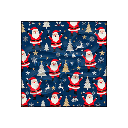 light blue dancing Santa Claus peel-and-stick miniature dollhouse wallpaper in 1:12 scale #color_darkblue