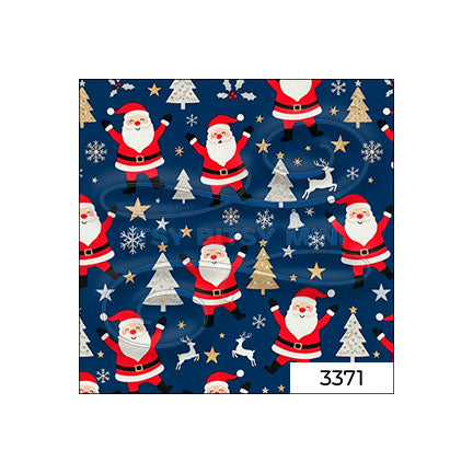 dark blue dancing Santa Claus peel-and-stick miniature dollhouse wallpaper in 1:12 scale SKU 3371 #color_darkblue