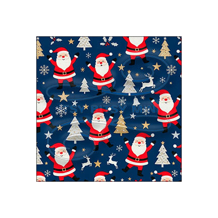 dark blue dancing Santa Claus peel-and-stick miniature dollhouse wallpaper in 1:12 scale #color_darkblue