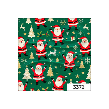 green dancing Santa Claus peel-and-stick miniature dollhouse wallpaper in 1:12 scale SKU 3372 #color_green