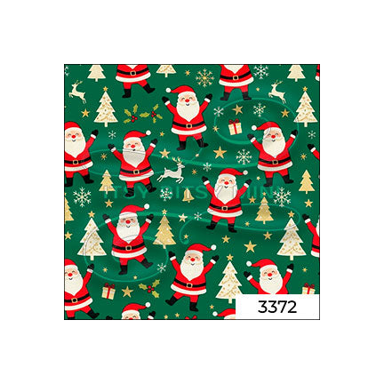 green dancing Santa Claus peel-and-stick miniature dollhouse wallpaper in 1:12 scale SKU 3372 #color_green
