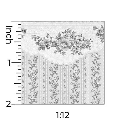 Floral Lace with Border - Dollhouse Wallpaper