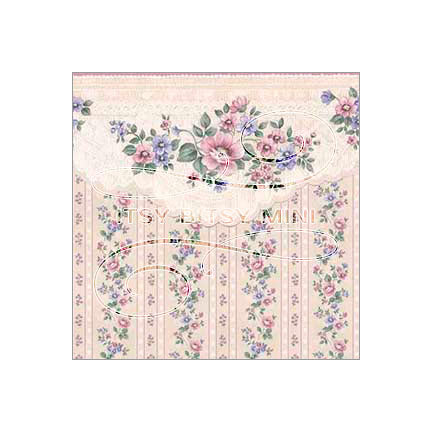 Floral Lace with Border - Dollhouse Wallpaper