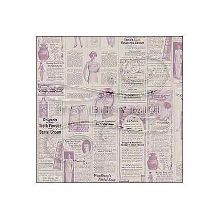 Women's Ad Newspaper Purple - Dollhouse Wallpaper