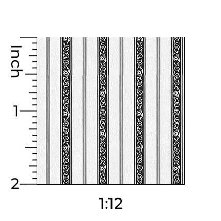 French Country Scroll Stripe - Dollhouse Wallpaper