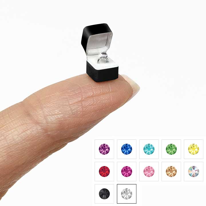Custom Ring - Dollhouse Jewelry in Black Box - Choose Gem Color