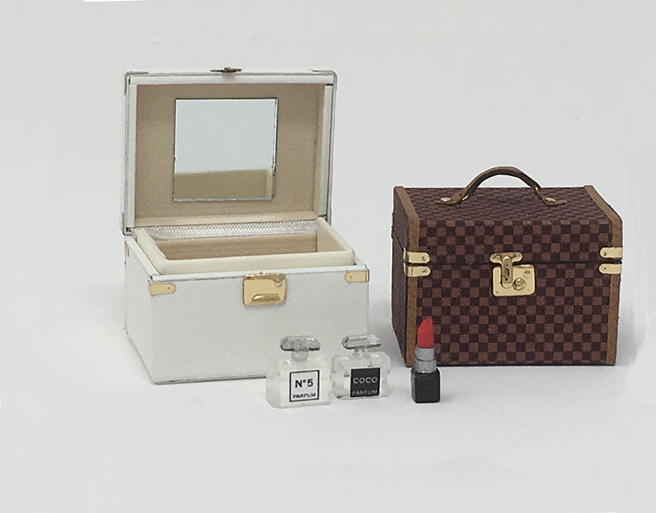Beauty Cosmetic Train Case Luggage Suitcase Dollhouse Miniature