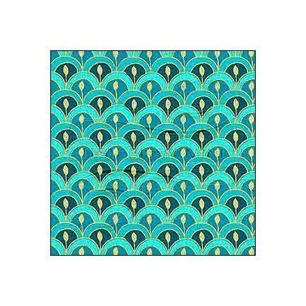turquoise Victorian scallop dollhouse wallpaper sample #color_turquoise