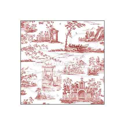 Oriental Toile Red - Rose Hill - Dollhouse Wallpaper