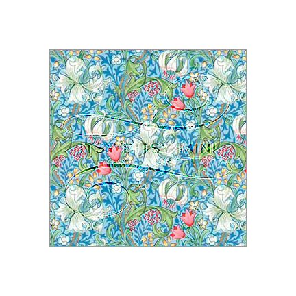 blue-william-morris-victorian-lilies-floral-dollhouse-wallpaper #color_deepskyblue