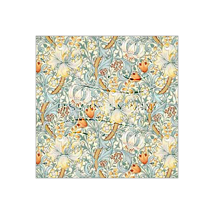 blue-orange-william-morris-victorian-lilies-floral-dollhouse-wallpaper #color_cadetblue