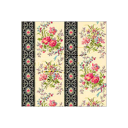 Claire Floral Stripe - Dollhouse Wallpaper