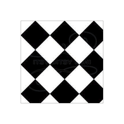 Black and White Diamond Tile - Small - Dollhouse Wallpaper