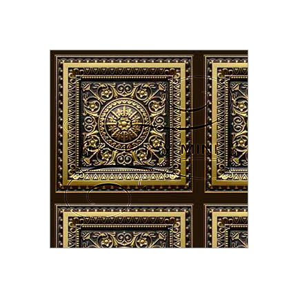 antique-brass-rosette-tin-ceiling-tile-panel-dollhouse-wallpaper #color_antique brass