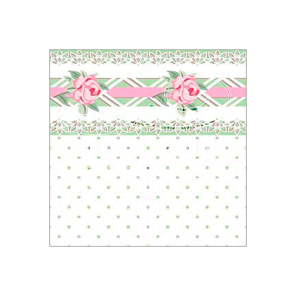light green polka dot dollhouse wallpaper with rose border #color_lightgreen