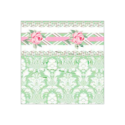 green-damask-rose-border-dollhouse-wallpaper #color_lightgreen
