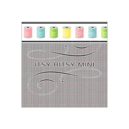 light gray linen weave dollhouse wallpaper with colorful sewing thread border by Itsy Bitsy Mini#color_gray