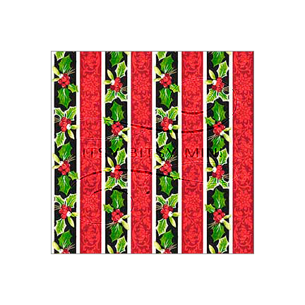 red christmas holly stripe dollhouse wallpaper
