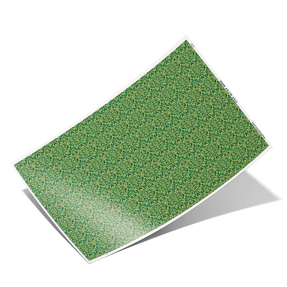 green festive full sheet damask dollhouse wallpaper #color_green