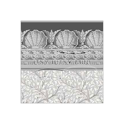 gray jolie william morris willow seashell border dollhouse wallpaper #color_gray