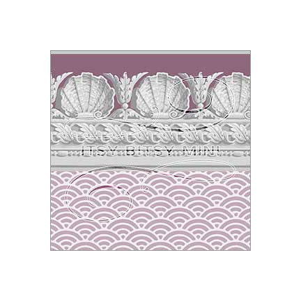 purple shell dollhouse wallpaper with shell border #color_purple