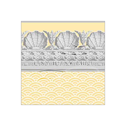 yellow shell dollhouse wallpaper with shell border #color_yellow