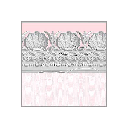 light pink moire stripe dollhouse wallpaper with shell border #color_pink