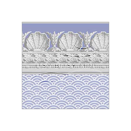 periwinkle blue shell dollhouse wallpaper with shell border #color_periwinkleblue