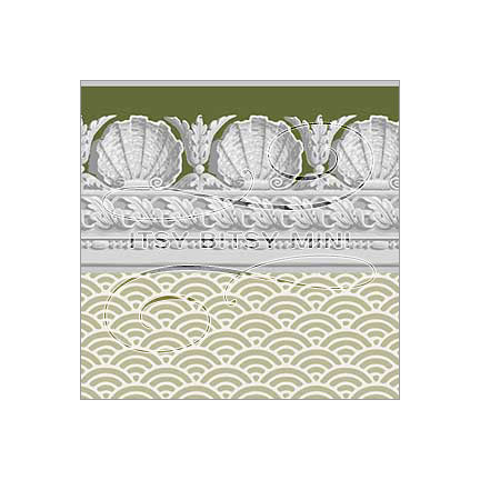 olive shell dollhouse wallpaper with shell border #color_olive
