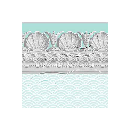 aqua blue shell dollhouse wallpaper with shell border #color_paleturquoise