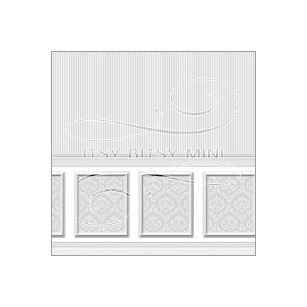 light gray wide wainscot panel chair rail dollhouse wallpaper #color_lightgray