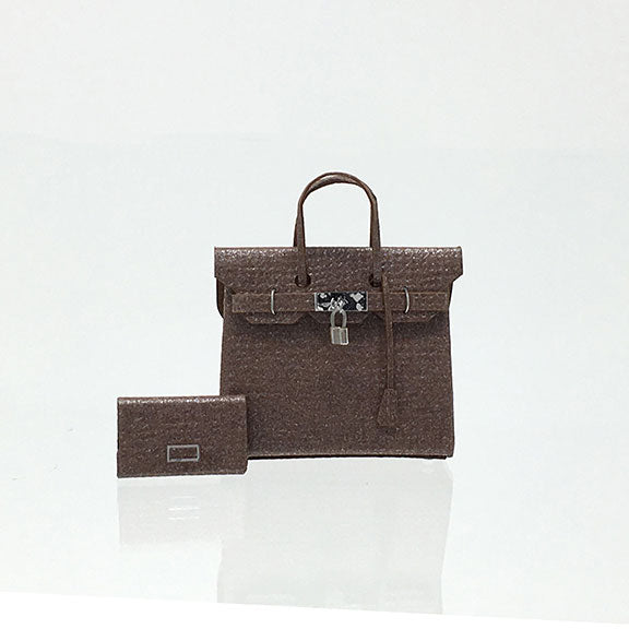 Brown Pearl Birkli Handbag Dollhouse Miniature