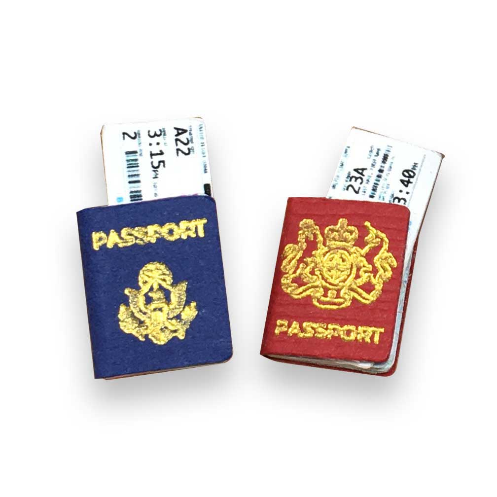 blue red united states and british dollhouse miniature passport