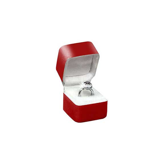 dollhouse miniature engagement ring in red jewelry box