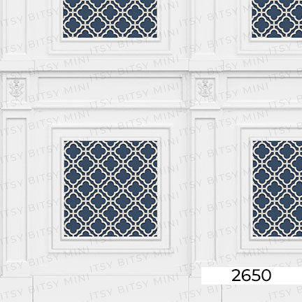 Navy Rose Hill French Panels Dollhouse Mural closeup#color_darkblue