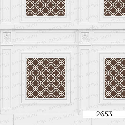 Brown Rose Hill French Panels Dollhouse Mural closeup#color_brown