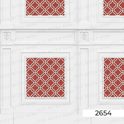 Firebrick Red Rose Hill French Panels Dollhouse Mural closeup#color_red