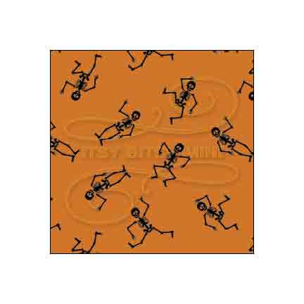 orange-halloween-skeletons-dollhouse-wallpaper #color_orange