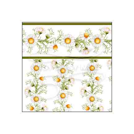 Daisy Floral Stripe with Border - Dollhouse Wallpaper